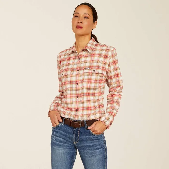 Women TShirts and Tops Ariat Rebar Flannel DuraStretch Work Shirt Almond Milk