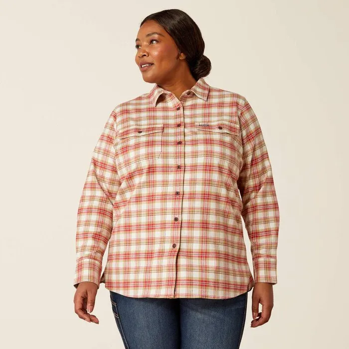 Women TShirts and Tops Ariat Rebar Flannel DuraStretch Work Shirt Almond Milk