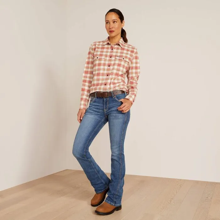 Women TShirts and Tops Ariat Rebar Flannel DuraStretch Work Shirt Almond Milk