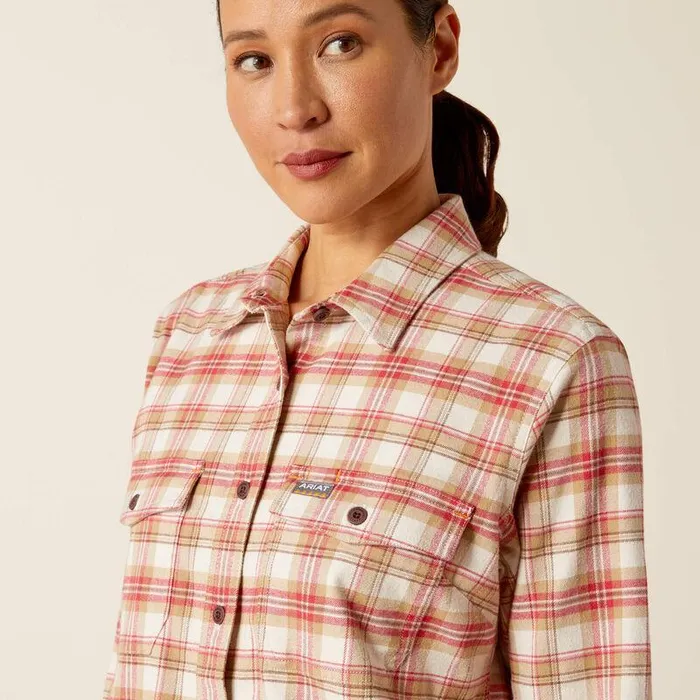Women TShirts and Tops Ariat Rebar Flannel DuraStretch Work Shirt Almond Milk