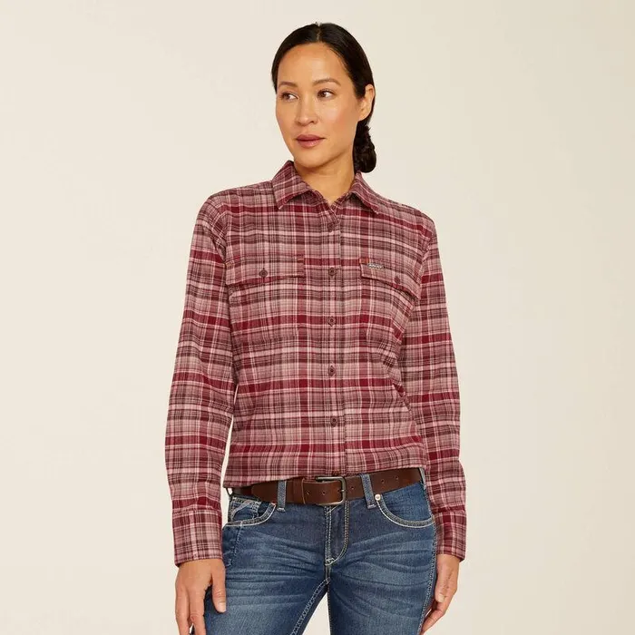 Women TShirts and Tops Ariat Rebar Flannel DuraStretch Work Shirt Catawba Grape