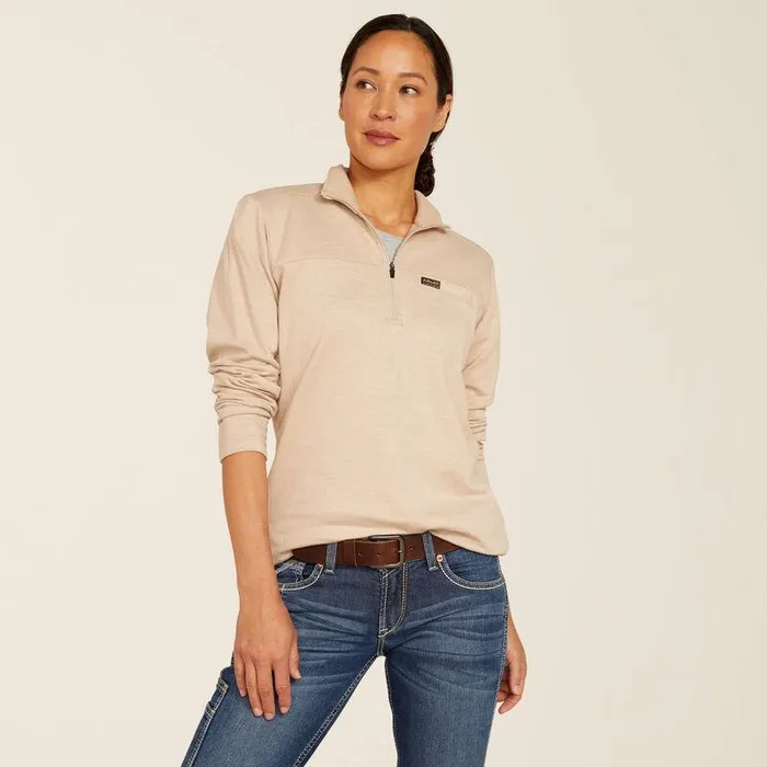 Women TShirts and Tops Ariat Rebar Foundation 14 Zip Shirt Oatmeal Heather