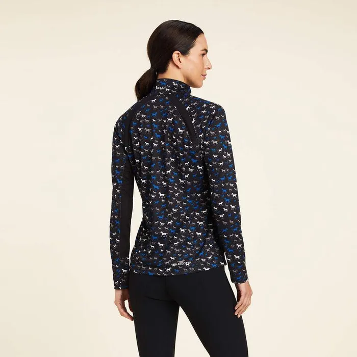Women TShirts and Tops Ariat Sunstopper 20 14 Zip Baselayer Black Busy Pony Print