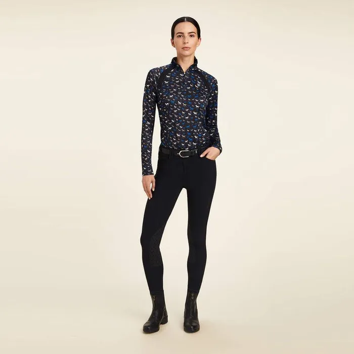 Women TShirts and Tops Ariat Sunstopper 20 14 Zip Baselayer Black Busy Pony Print