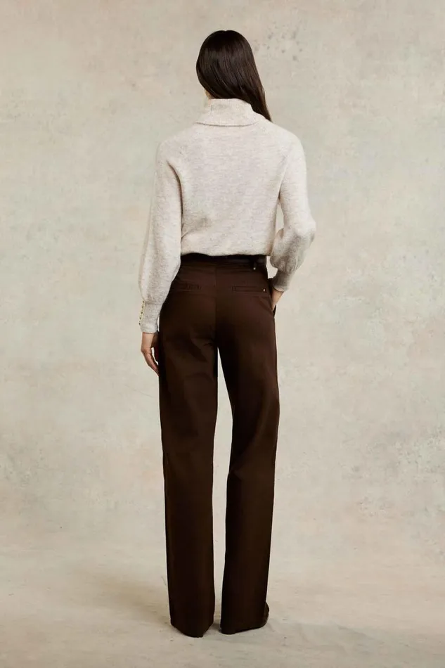 Women Tailored Wide Leg Jean Chocolate Holland Cooper Jeans