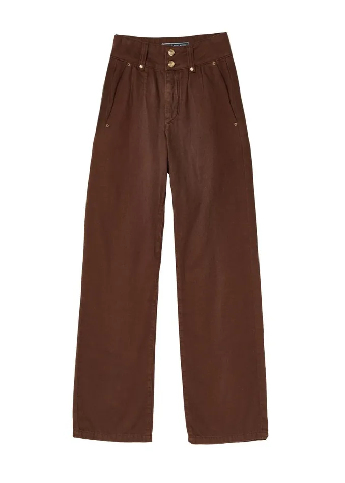 Women Tailored Wide Leg Jean Chocolate Holland Cooper Jeans