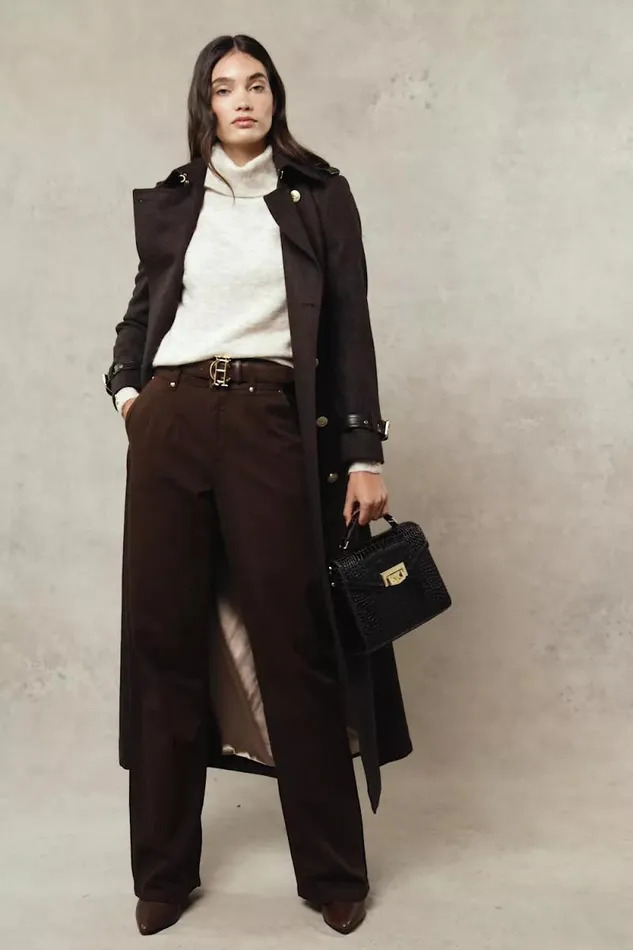 Women Tailored Wide Leg Jean Chocolate Holland Cooper Jeans