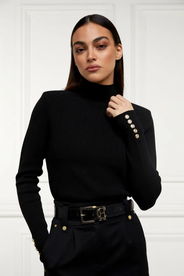 Women Tara High Neck Knit Black Holland Cooper Knitwear