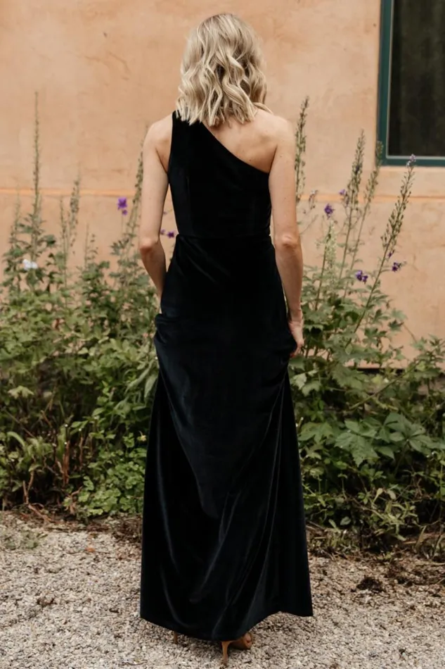 Women Tatiana Velvet One Shoulder Maxi Dress Black Baltic Born Maxi Dresses