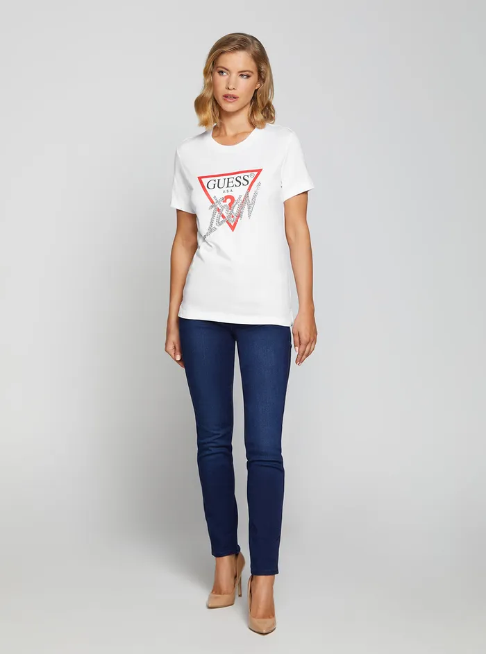 Women Tees and Tanks GUESS Eco White Icon Logo Tshirt