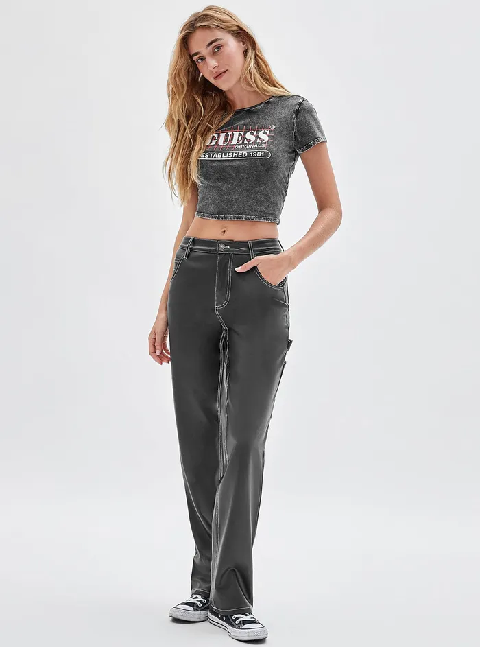 Women Tees and Tanks GUESS Guess Originals Black Raelyn Grid Logo Crop Tshirt Women Tees and Tanks GUESS Guess Originals Black Raelyn Grid Logo Crop Tshirt