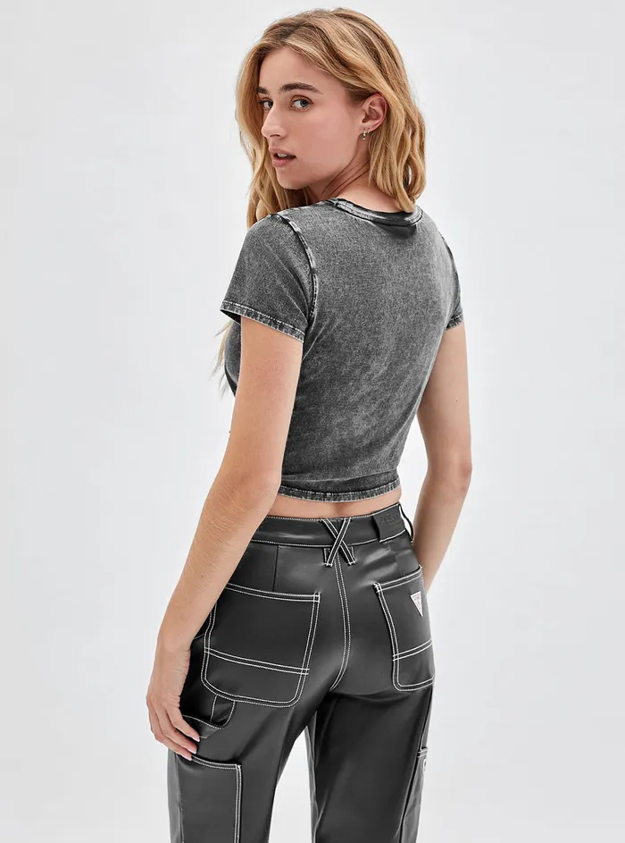 Women Tees and Tanks GUESS Guess Originals Black Raelyn Grid Logo Crop Tshirt Women Tees and Tanks GUESS Guess Originals Black Raelyn Grid Logo Crop Tshirt