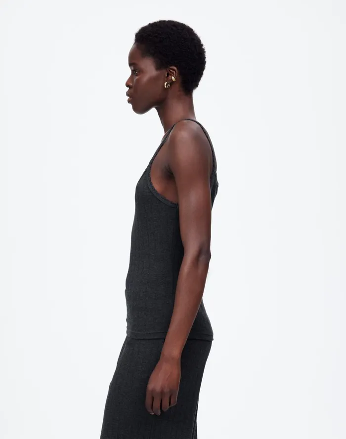 Women Tees Madewell Madewell X LESET Pointelle Tank Grey Melange
