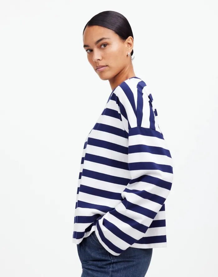 Women Tees Madewell Oversized LongSleeve Crewneck Tee Bright Cobalt