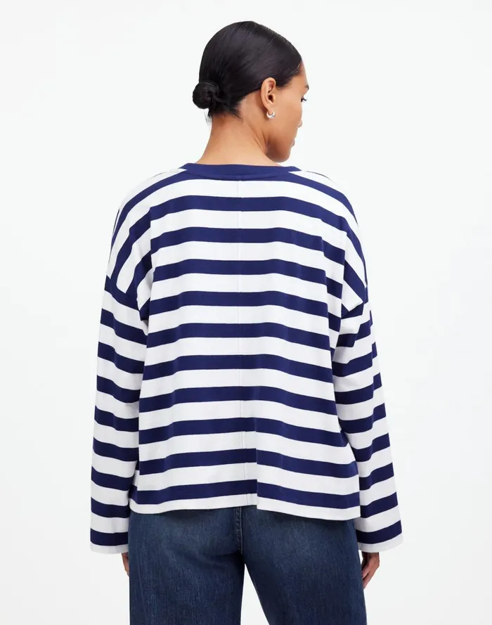 Women Tees Madewell Oversized LongSleeve Crewneck Tee Bright Cobalt