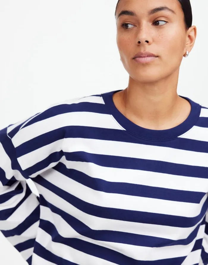 Women Tees Madewell Oversized LongSleeve Crewneck Tee Bright Cobalt