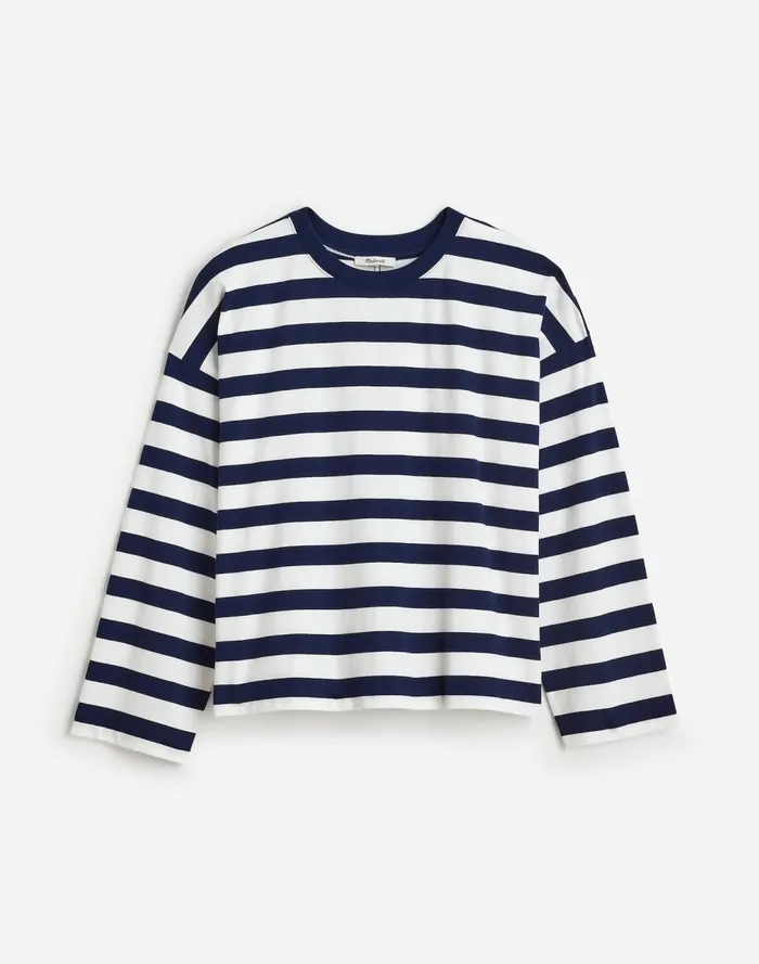 Women Tees Madewell Oversized LongSleeve Crewneck Tee Bright Cobalt