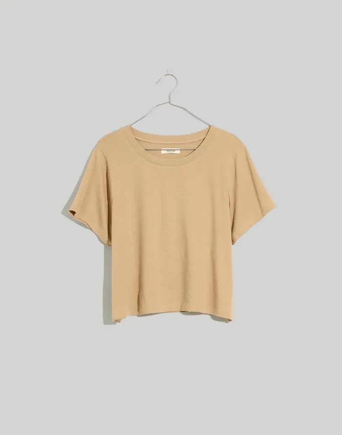 Women Tees Madewell Plus Softfade Cotton BoxyCrop Tee Drill Khaki