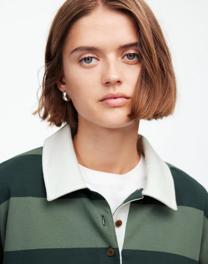 Women Tees Madewell Rugby LongSleeve Polo Shirt Luxury Forest