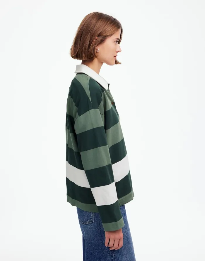 Women Tees Madewell Rugby LongSleeve Polo Shirt Luxury Forest