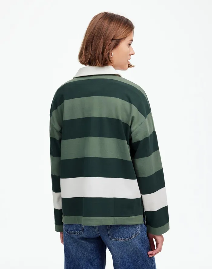 Women Tees Madewell Rugby LongSleeve Polo Shirt Luxury Forest