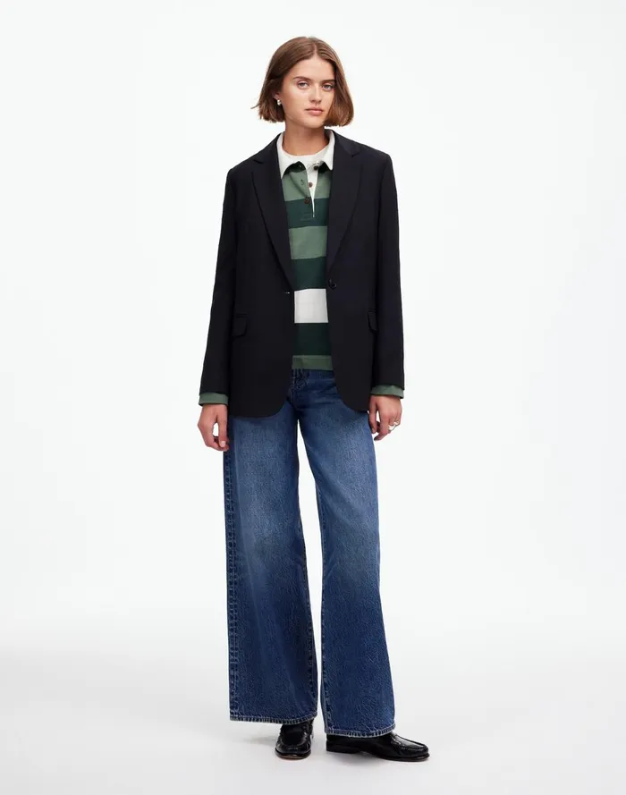 Women Tees Madewell Rugby LongSleeve Polo Shirt Luxury Forest