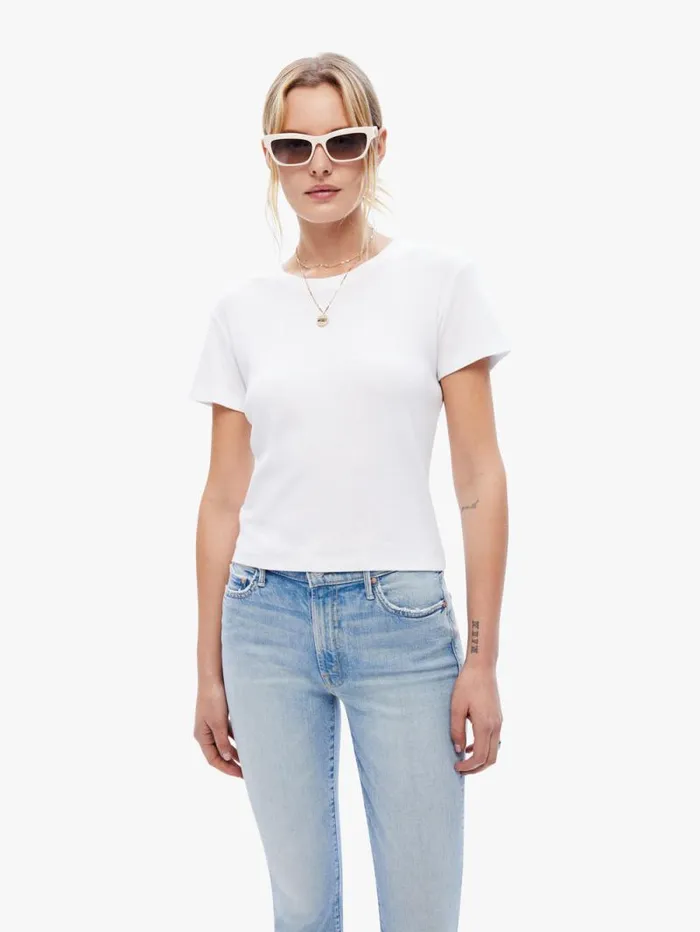 Women Tees Tanks Mother Denim Baby Tee White