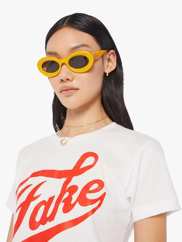 Women Tees Tanks Mother Denim Fake Tee White