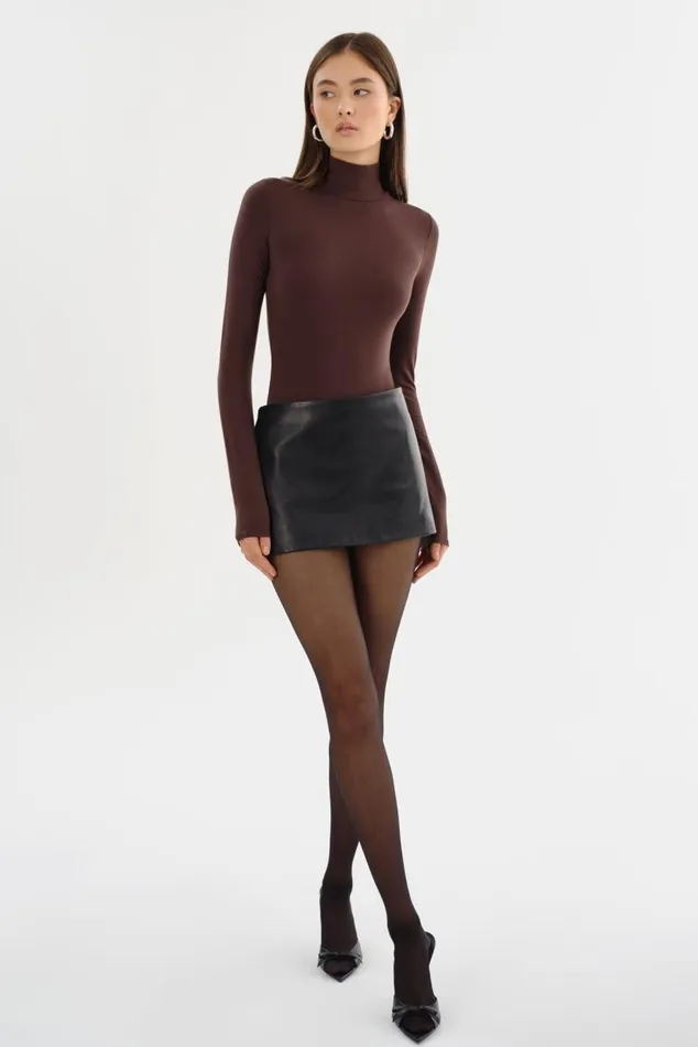 Women THALIA Leather Mini Skirt Black LAMARQUE Skirts