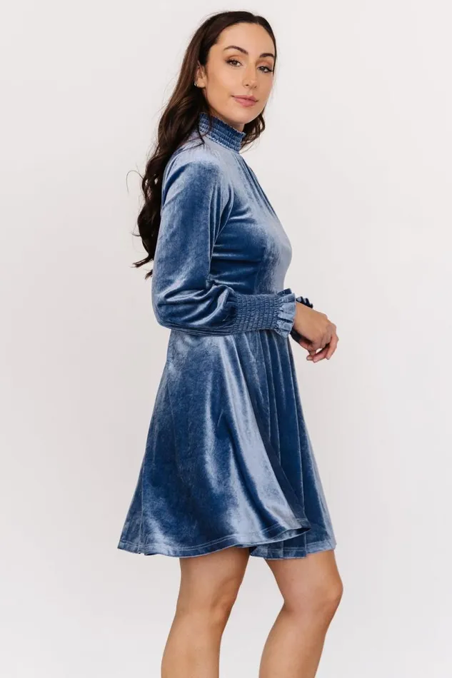 Women Tina Velvet Short Dress Blue Baltic Born Short Dresses Women Tina Velvet Short Dress Blue Baltic Born Short Dresses