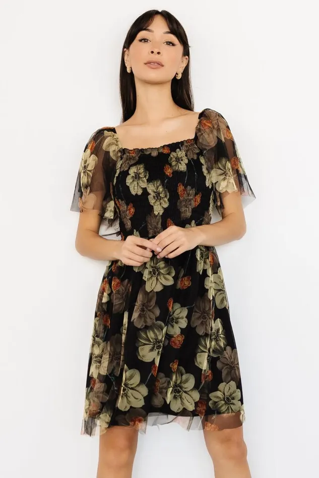 Women Tivoli Tulle Short Dress Black Green Floral Baltic Born Tulle Styles Women Tivoli Tulle Short Dress Black Green Floral Baltic Born Tulle Styles