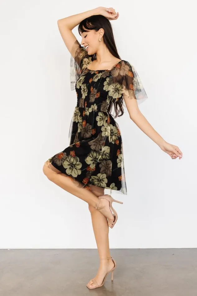 Women Tivoli Tulle Short Dress Black Green Floral Baltic Born Tulle Styles Women Tivoli Tulle Short Dress Black Green Floral Baltic Born Tulle Styles