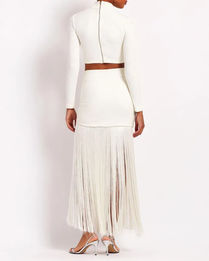 Women Tops and Bodysuits PatBO Knit Mock Neck Cropped Top FINAL SALE Ecru