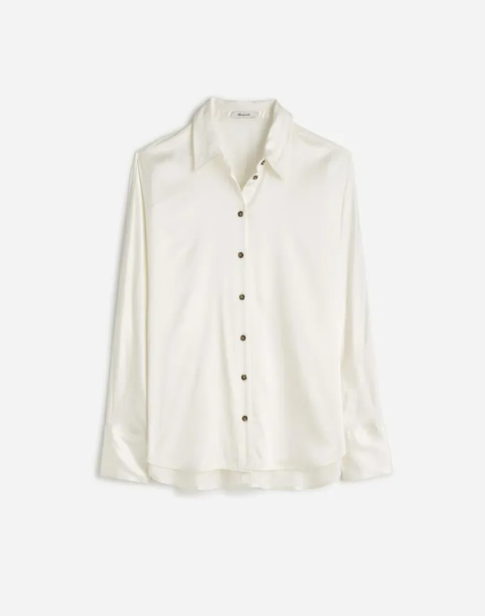 Women Tops and Shirts Madewell Relaxed Dolman ButtonUp Shirt In Satin Winter White