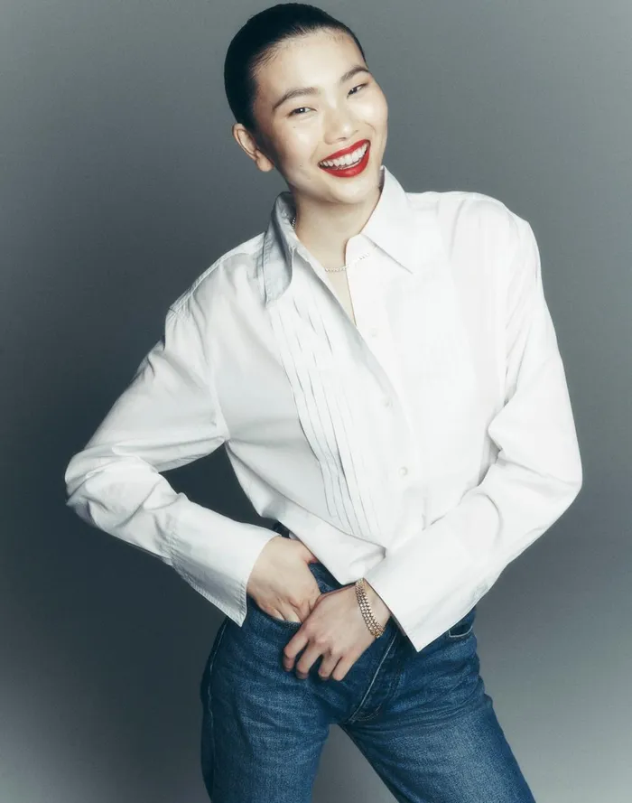 Women Tops and Shirts Madewell Tuxedo ButtonUp Shirt In Poplin Eyelet White