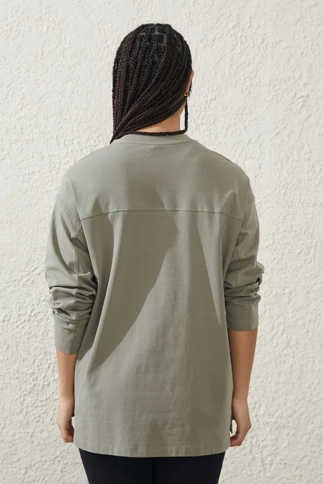 Women Tops Cotton On Active Essentials Long Sleeve Top Dusty Khaki