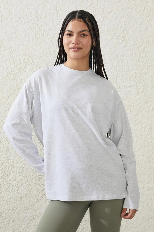 Women Tops Cotton On Active Essentials Long Sleeve Top Grey Marle