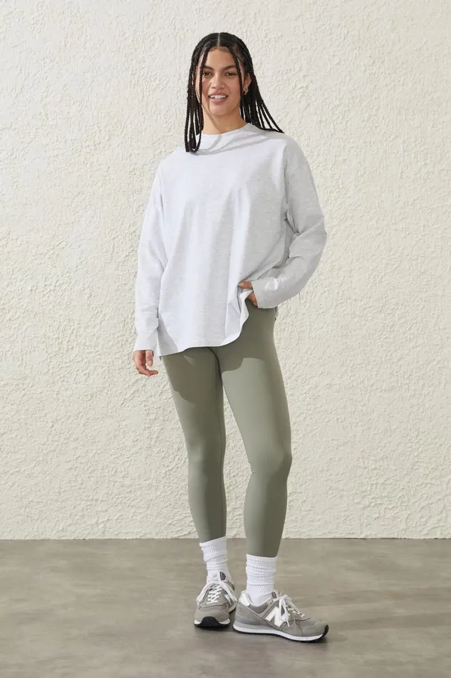Women Tops Cotton On Active Essentials Long Sleeve Top Grey Marle