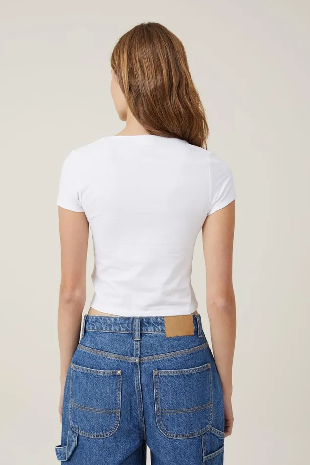 Women Tops Cotton On Belle Short Sleeve Top White