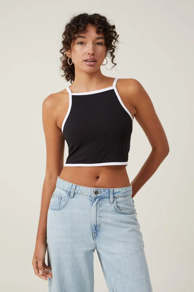 Women Tops Cotton On Billi High Neck Tank Black