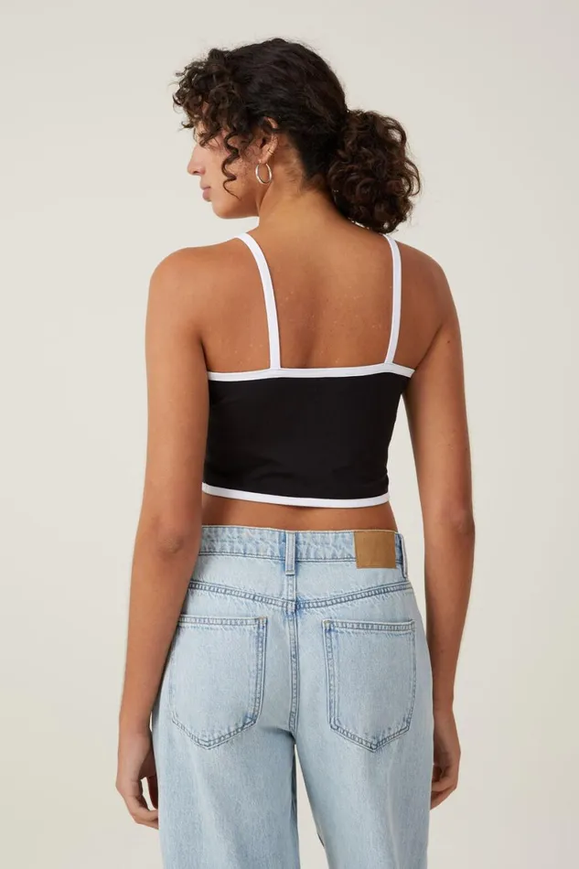 Women Tops Cotton On Billi High Neck Tank Black