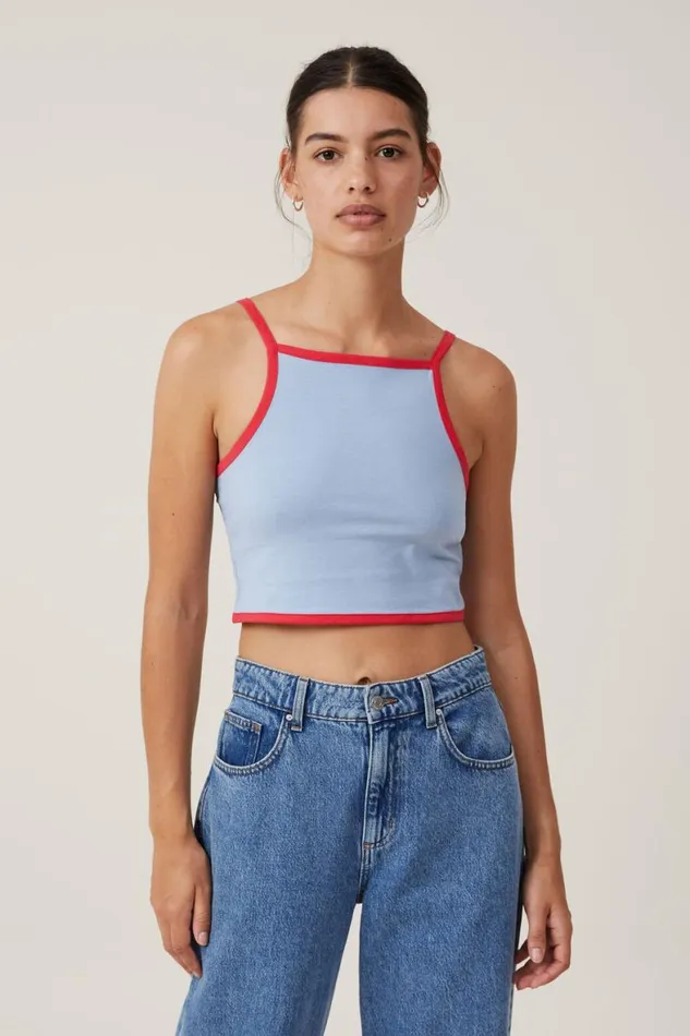Women Tops Cotton On Billi High Neck Tank Breezy Blue