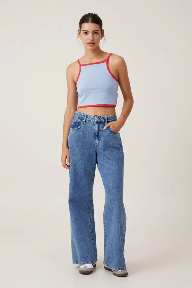 Women Tops Cotton On Billi High Neck Tank Breezy Blue