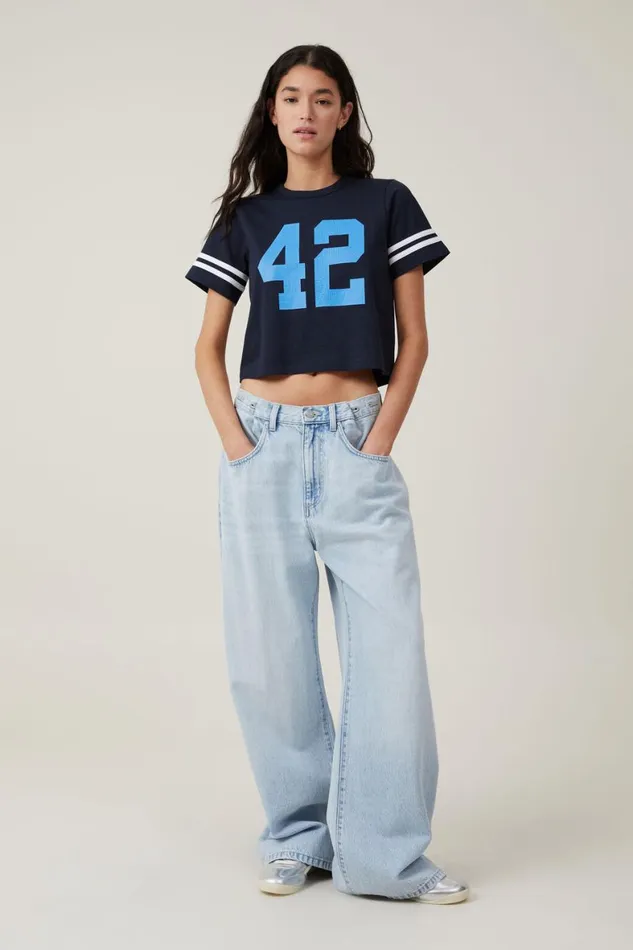 Women Tops Cotton On Crop Regular Tee Palm Cove 42ink Navy