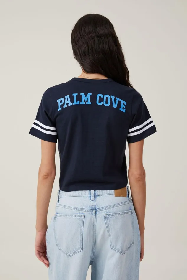 Women Tops Cotton On Crop Regular Tee Palm Cove 42ink Navy