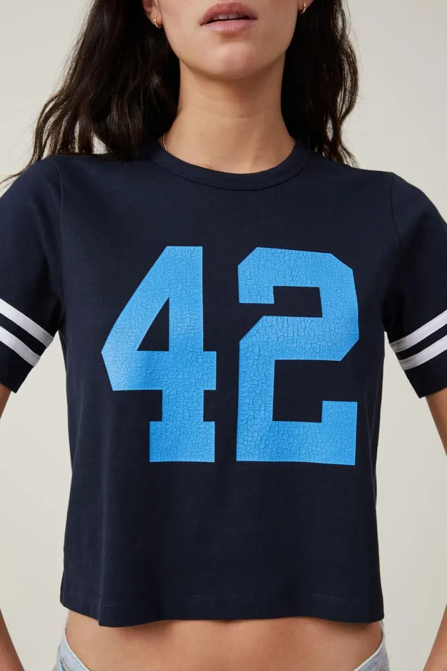 Women Tops Cotton On Crop Regular Tee Palm Cove 42ink Navy