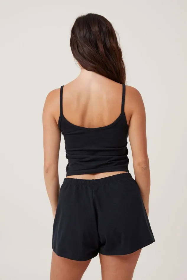 Women Tops Cotton On Peached Jersey Henley Cami Black