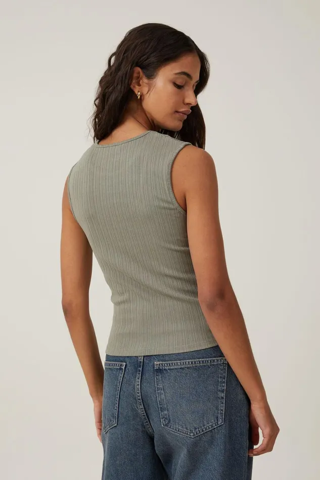 Women Tops Cotton On Romy Cut Out Tank Woodland