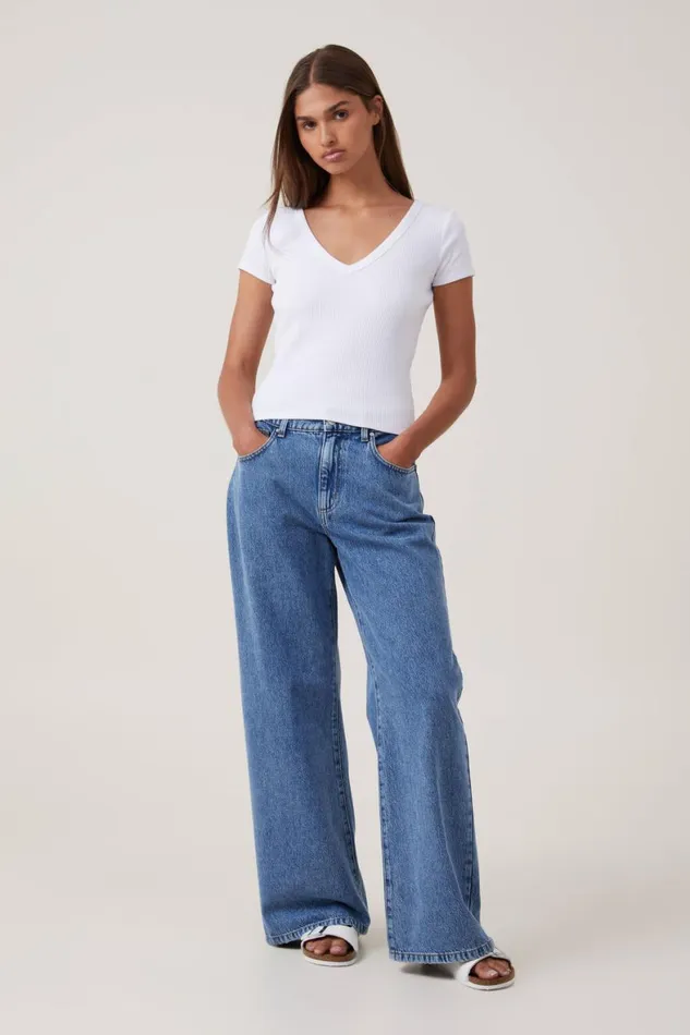 Women Tops Cotton On Rory V Neck Short Sleeve Tee White