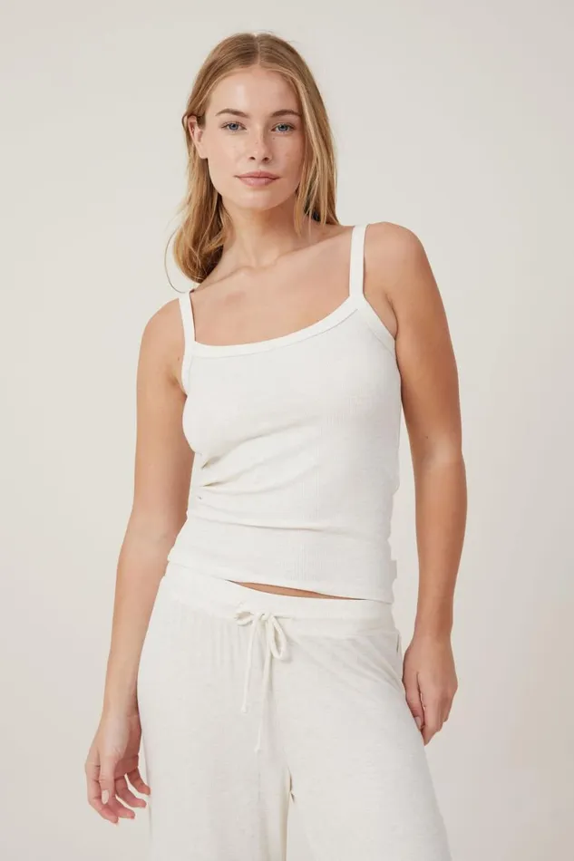 Women Tops Cotton On Sleep Recovery Scoop Neck Singlet Butterscotch Marle